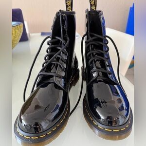 Dr. Martens Black Leather Patent Women Boots